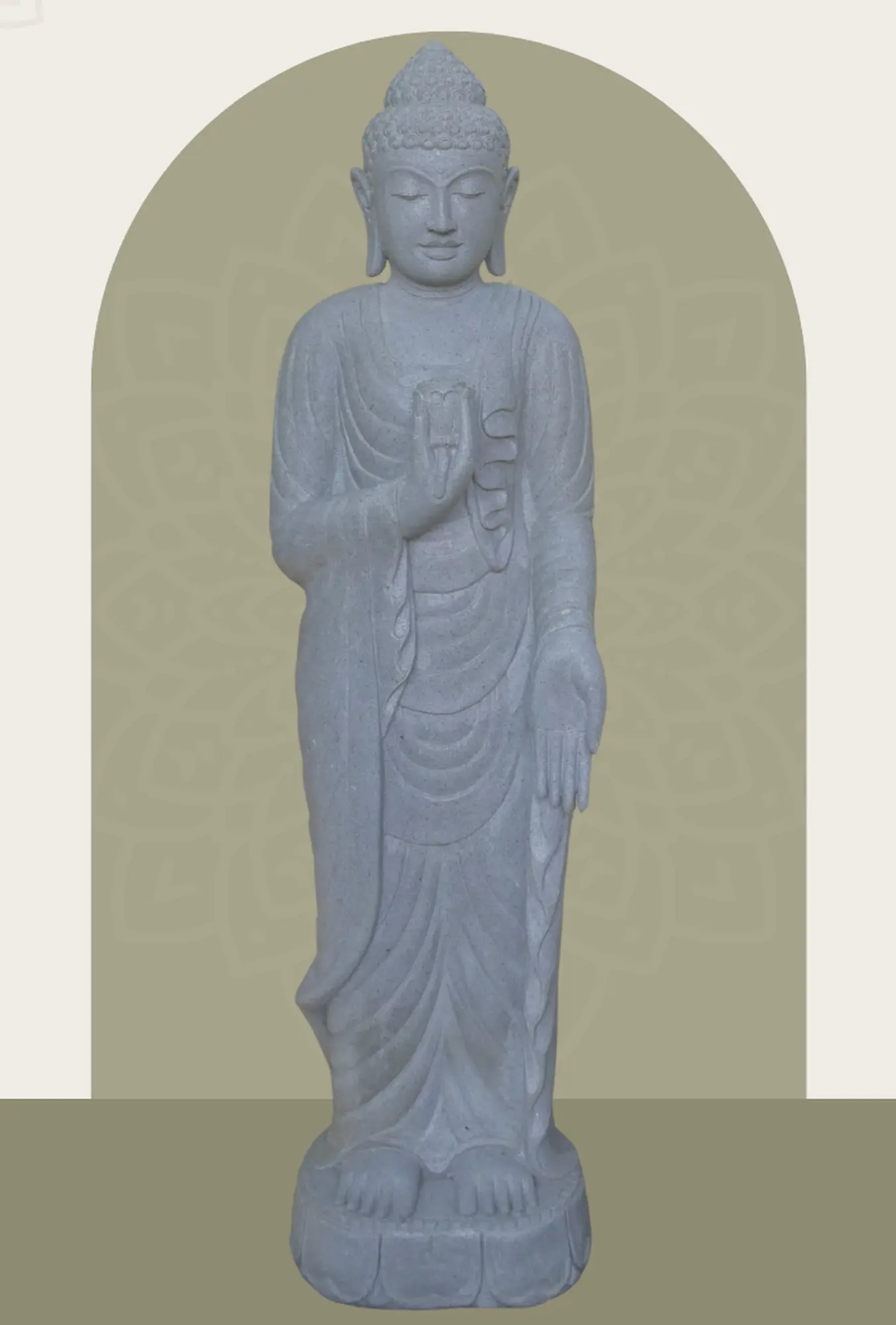  Product image 1 of the product “Standing Buddha with Lotus Flower, ca. 182cm H ”